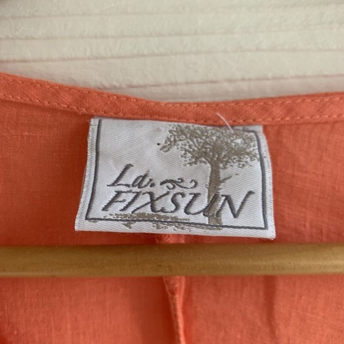 La Fixsun Orange Tunic Top Linen Blouse Lagenlook Boho L V Neck 3/4 Sleeve - Bild 6 von 8
