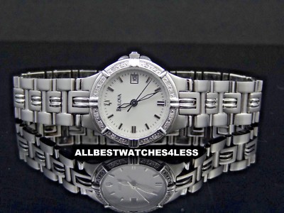 Bulova ladies silver tone diamond dress 96R04 watch NEW BATTERY NEW Bulova Women main image 4