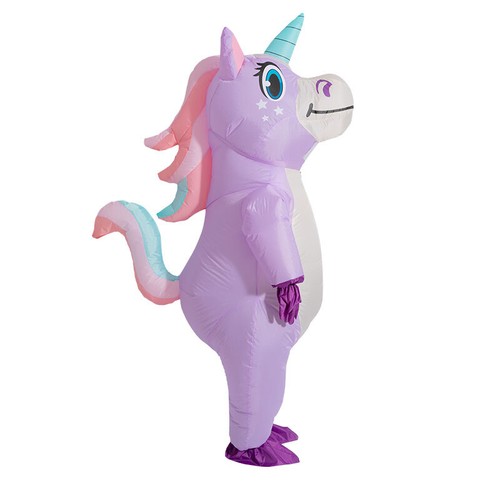 Erwachsene Aufblasbare Einhorn Kostüm Halloween Park Cosplay Blow Up Fancy Kleid - Bild 7 von 17
