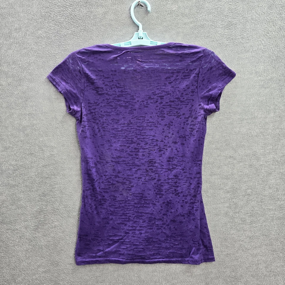 Los Angeles Lakers Women Shirt M Purple Burnout Studded Sheer Graphic Print Tee - Image 4 of 4