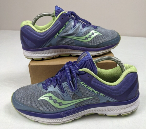 Saucony Purple Green Gray Women's Everun Guide ISO Running Shoes Size 10.5 - Picture 2 of 11