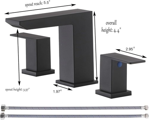 Black Waterfall 8 Inch Widespread Bathroom Sink Faucet 3 Hole,Modern Matte Bl... - Picture 4 of 10