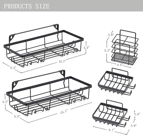 5 Pack/Set Shower Caddy Adhesive Shower Organizer for Bathroom Storage & Kitchen - Picture 13 of 16