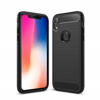Hülle für Apple iPhone XR Handyhülle Silikon Cover  Soft Case Carbon farben