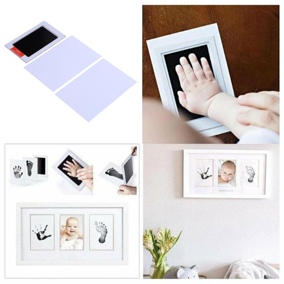 Baby Hand Foot Print Kit Inkless Footprint Touch Ink Pad