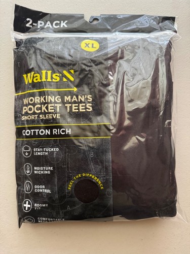 NEU Walls Kurzarm Arbeit Herren Tasche T-Shirts 2er Pack Neu im Paket XL schwarz