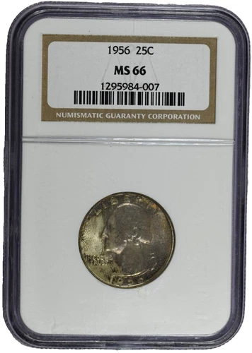 1956 NGC MS 66 Silver Washington Quarter in Old Holder