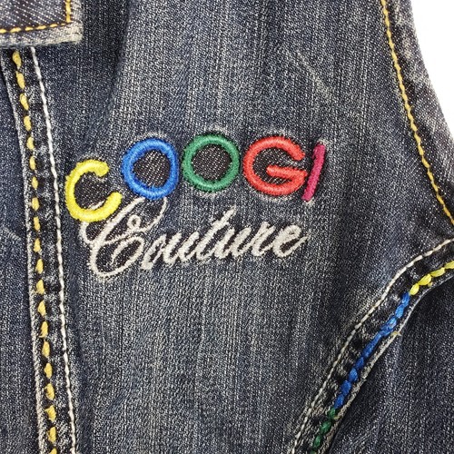 Coogi Denim Vest Size Large Blue Collar Embroidery Angel Wings Bedazzle Bling - Picture 5 of 9