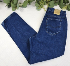 VTG Lee Womens Dark Blue Size 16 M Made in USA Mom Jean High Waisted