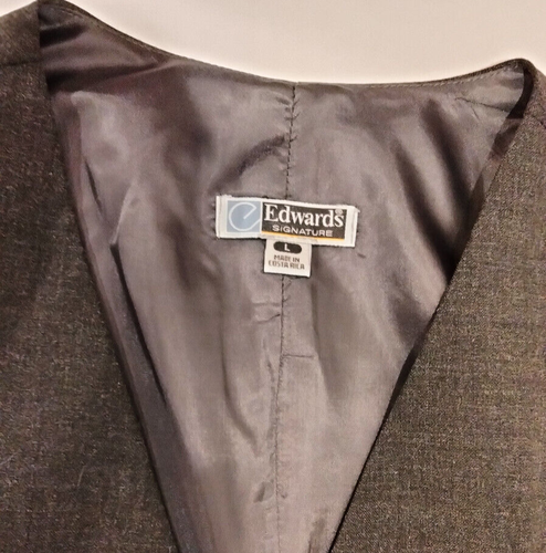 Edwards Mens Single Breasted Vest - Style 4680 - Black - XL R - Polyester & Wool - Picture 5 of 7