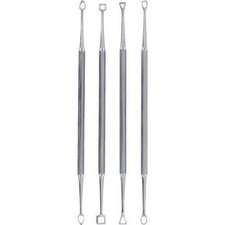 New 7" 4pc Double Ended Hollow Shaped Wax Carving Set Stainless Steel 