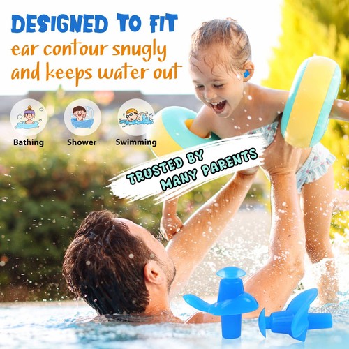 3 Pairs Swimming Ear Plugs for Kids Soft Silicone Reusable Waterproof Earplug... - Picture 3 of 11
