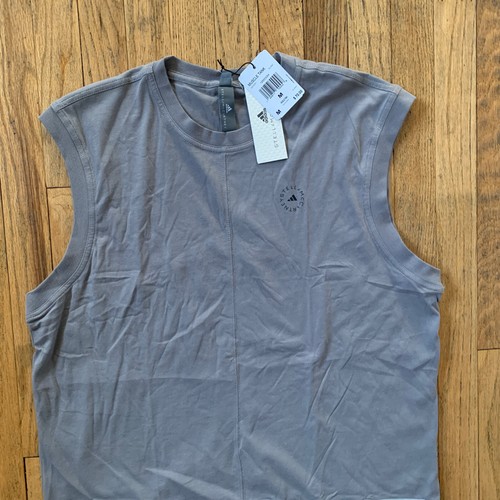 Adidas + STELLA McCARTNEY MUSCLE TANK T-shirt Women size M Gray Cap Sleeve New - Picture 2 of 8