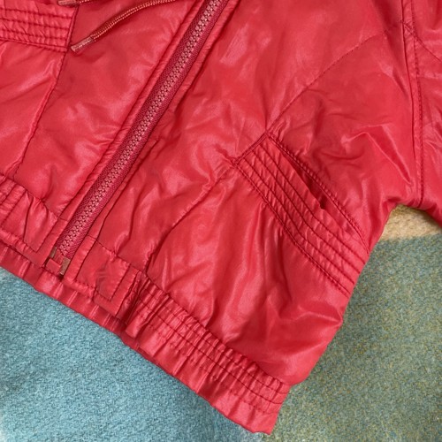 Vintage Little Wishes Size 1 Retro Puffer Zip Up Hooded Jacket Red - Picture 4 of 8