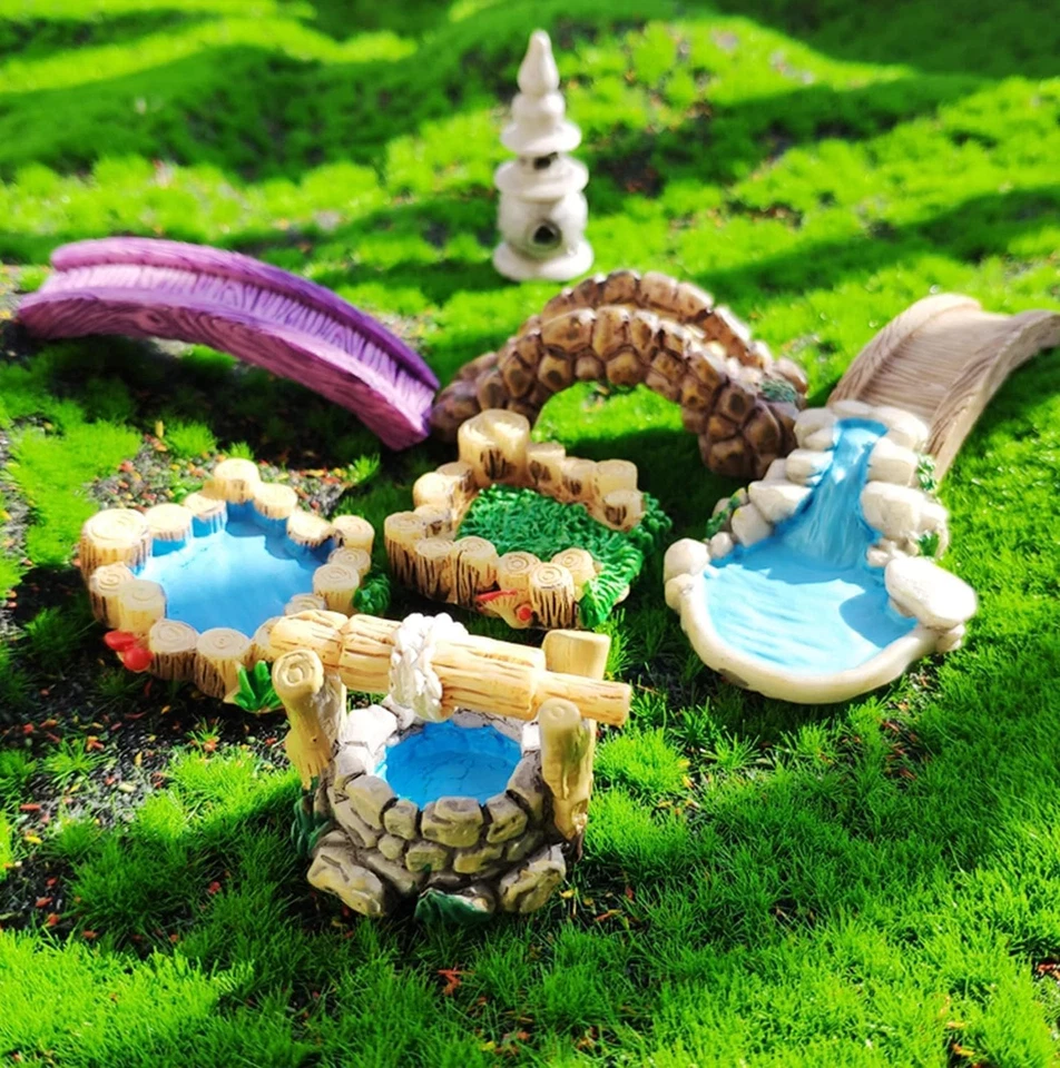 Plank Bridge Miniature Fairy Garden Accessories, Miniature Pond Lawn Garden Orna - Image 4 of 4