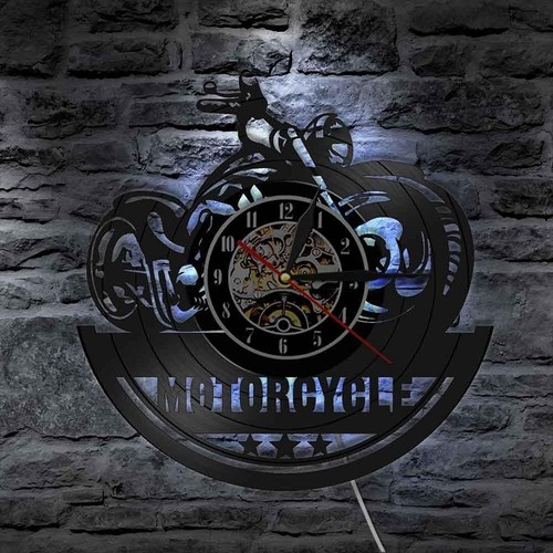 12 Zoll American Harley Motorrad CD Vinyl Schallplatte Wanduhr mit LED Wohnkultur - Bild 3 von 17