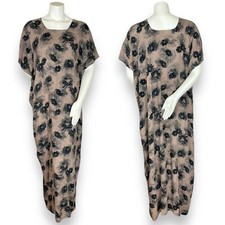 Handmade Kaftan Dress Neutral Tropical Floral Subtle Flaws Caftan Brown Maxi