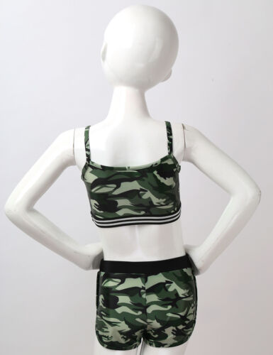 Set tankini bambina tank top + pantaloncini due pezzi costume da bagno sport danza abbigliamento - Foto 10 di 67