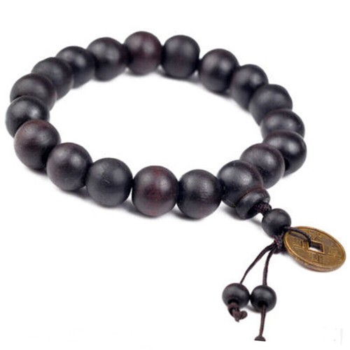 NEW Men's Wooden 12MM Buddha Buddhist Prayer Beads Bracelet Tibet Mala ~US - Picture 2 of 7