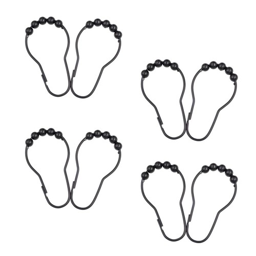 12 Pcs Black Shower Curtain Hooks Traditional Bathroom Decor Sealed