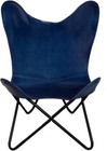 Chair Butterfly Leather Handmade Relax Lounge Chair Blue With Stand