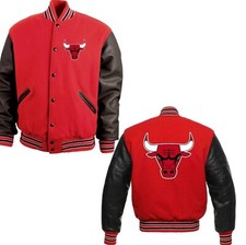 Men Leather Varsity Jacket Small