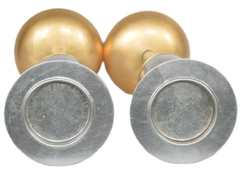 Silber Gold Metallic große Stumpenkerzenständer ein Paar 2 - Bild 3 von 7