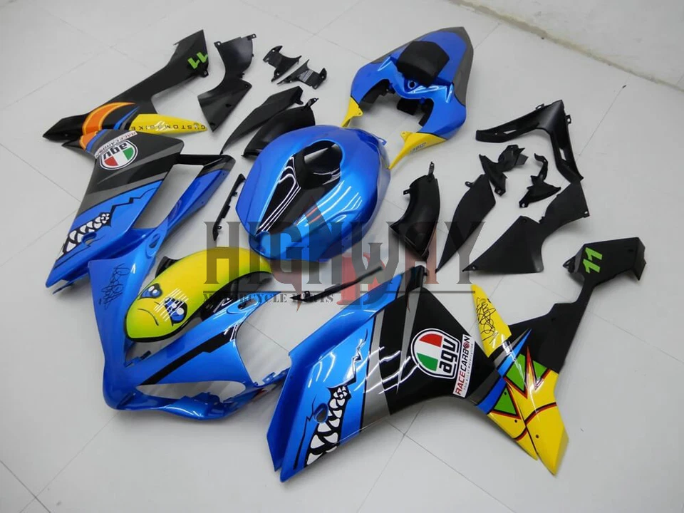 07-08 Para Yamaha YZF R1 Réplica AGV Rossi Misano Carenado Azul Tiburón Carrocería Kit Foto 2 de 4