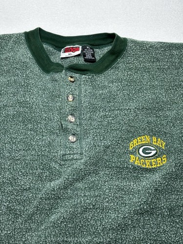 The EDGE Green Bay Packers Men's Long Sleeve Henley Fleece Shirt Size XL