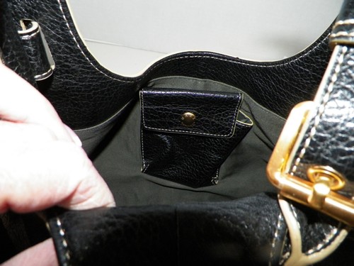 VINTAGE MAXX NY BLACK LEATHER GOLDTONE HANDBAG PURSE NWOT - Picture 14 of 15