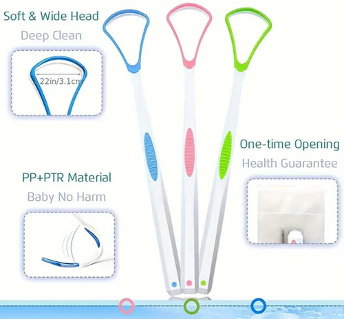 š„ 3PCS Tongue Scraper Cleaner Oral Dental Hygiene Tool Adults Kids Fresh Breath - Picture 2 of 15