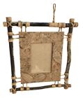 Rustic Natural Wood & Leaf Picture Art Frame With Bark Accent Boho Decor