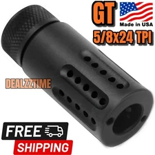 GT USA 3" Compensator BLACK 5/8x24 brake 30cal Slips over & Treads at 1.25"