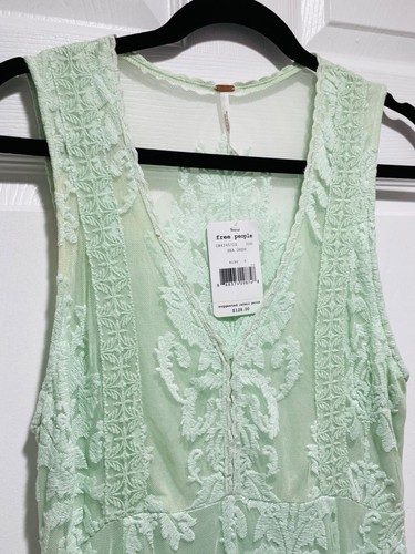 Free People Reign Over Me Sea Green Lace Dress Women's Size 6 Beachy Resortwear - Picture 6 of 10