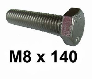 M8 x 140 Stainless Steel Hex Bolts Set Screws 8mm x 140mm Stainless Bolts