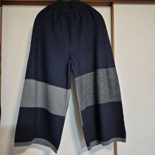 FUGAFUGA Sato Seni Patchwork Gaucho Pants Navy/Gray FREE SIZE from Japan NEW - Picture 4 of 12