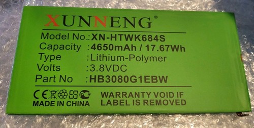 HB3080G1EBW Lithium Battery 4650mAh / 17.67Wh 3.8VDC XUNNENG XN-HTWK684S - Picture 2 of 9