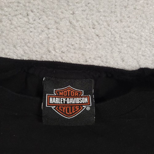Harley Davidson Shirt Youth Small Black Psychedelic Logo Tee Motorcycle Biker - Picture 5 of 11