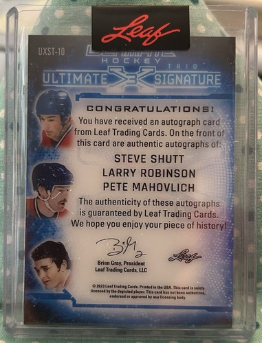 SHUTT ROBINSON MAHOVLICH 2023 Leaf Ultimate Hockey Ultimate X Signature Trio 2/5 - Picture 2 of 2