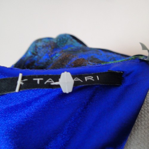 t Tahari Size 12 Blue green Multi Print CHARMA Floral Velvet Dress sleeveless - Picture 11 of 19