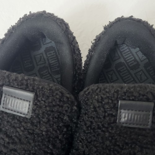 Puma Suede Mayu Sz 10.5 Black Sherpa Slip On Teddy Platform Sneaker Shoes 384887 - Picture 5 of 9