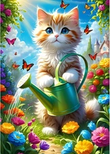 DIY Cat Diamond Painting Kits for Adults,5D Flowers Diamond Art Kits for Beginne