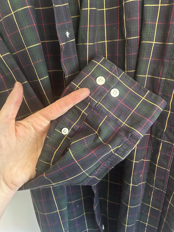 Camisa de vestir Nautica resistente a las arrugas para hombre talla XL azul marino y verde manga larga Foto 4 de 4