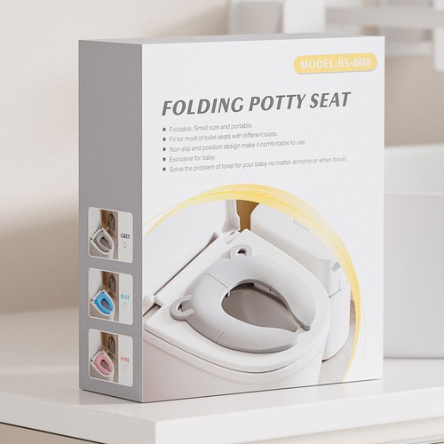 Cojín de asiento de inodoro plegable para niños portátil ayuda de entrenamiento para ir al baño gris PP - Imagen 19 de 22