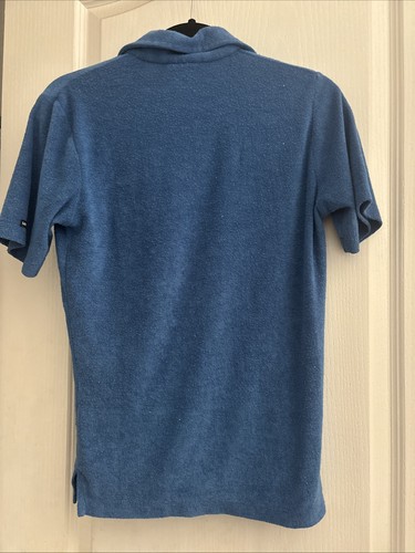 Serviette chemise vintage années 70 80 tissu éponge bleu été RARE - par la rive gauche petit - Photo 2/9