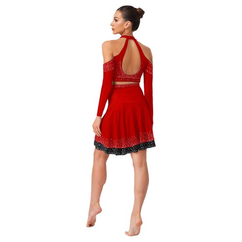 Women Dancewear Gym Dress Suit Costumes Gymnastics Rhinestones Competition 2Pcs - 第 48/59 張圖片