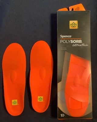 NIB Spenco Polysorb Ultrathin insole, Wm sz 0 (3-4), arch suppt, walk/run/ cross