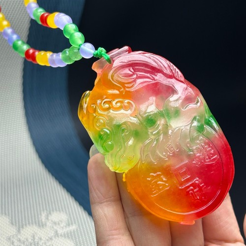 Certified Nature ice red Burmese Jade Jadeite carved Pi Xiu Pendant&Necklaces - Picture 5 of 14
