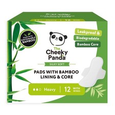 Cheeky Panda Biodegradable bamboo liner and core heavy 12 pads - 4 Pack