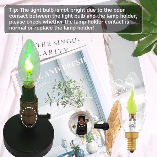 B10/B11 LED Flame Effect Bulb, E12 Base, 1800K Flickering Candle Light, Green - Picture 5 of 5